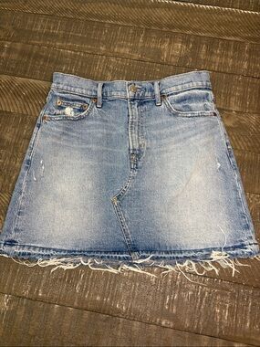 GAP Light Blue Denim Mini Skirt with Frayed Hem